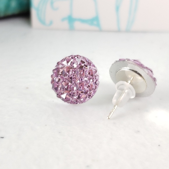 Lavender Acrylic Druzy Stud Earrings - Picture 5 of 7